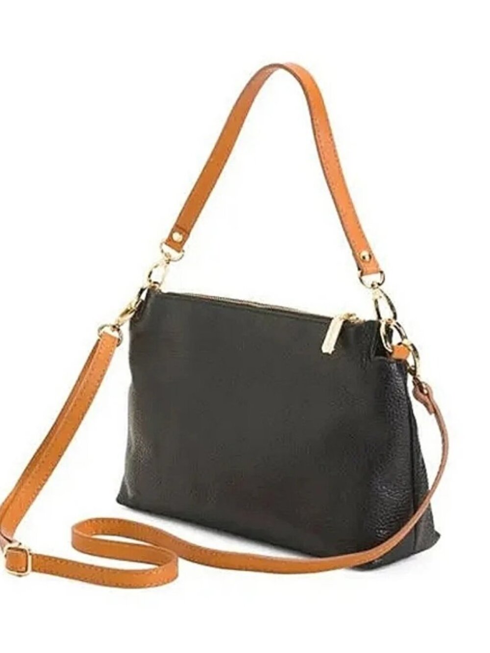 Valentina Black Pebbled Leather Crossbody Bag